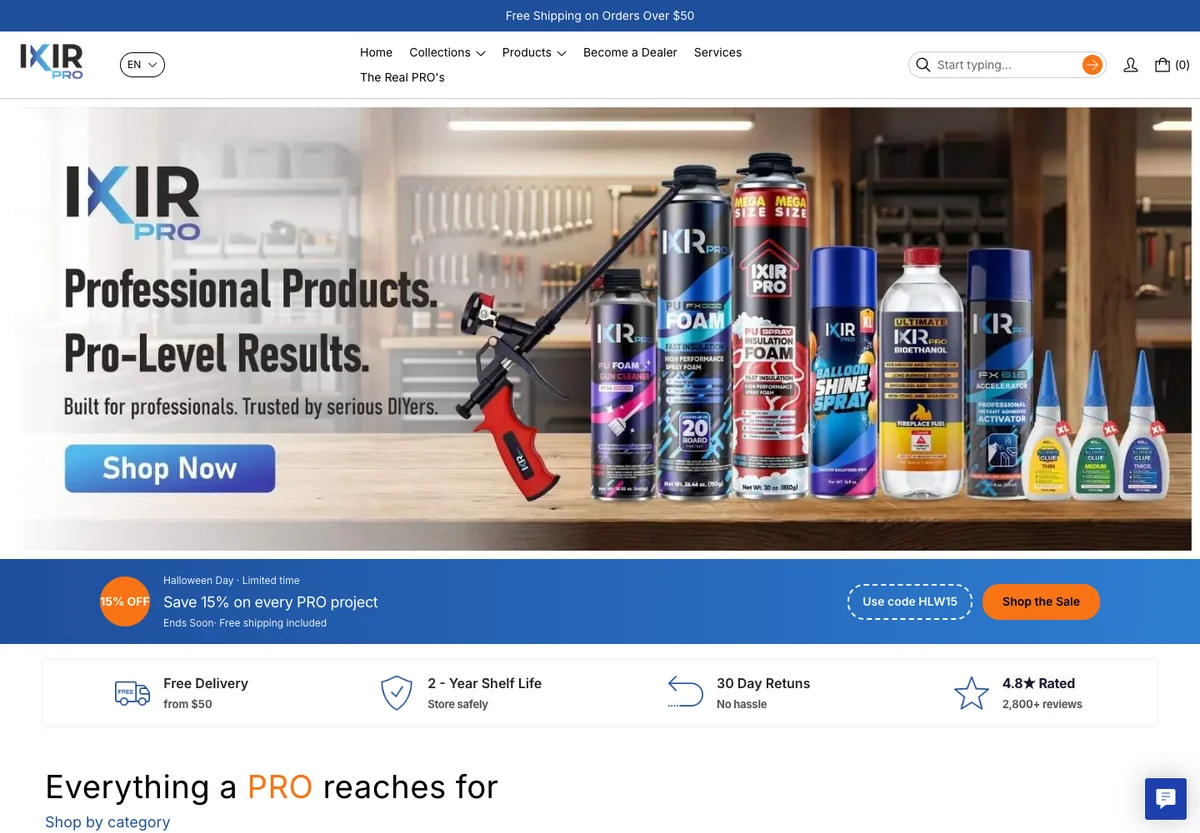 ixirpro Shopify store screenshot